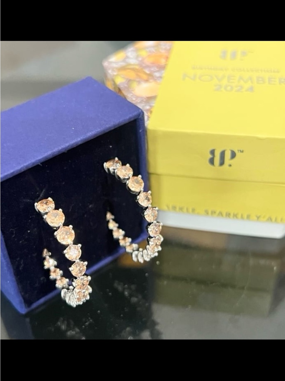 Mesmerizing moments RBP8415 lab created amber topaz earrings
